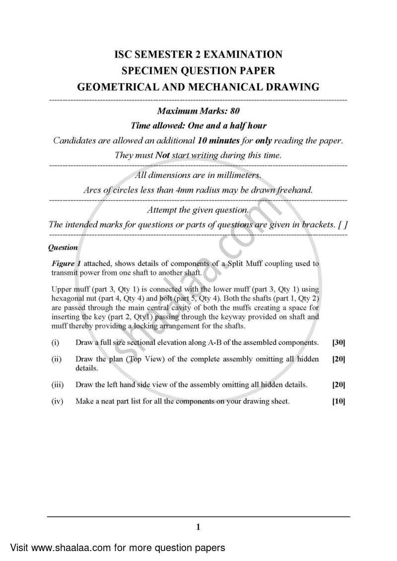 Geometrical and Mechanical Drawing 2021-2022 - I.S.C. - Class 12 - CISCE (Council for the Indian School Certificate Examinations) question paper with PDF download