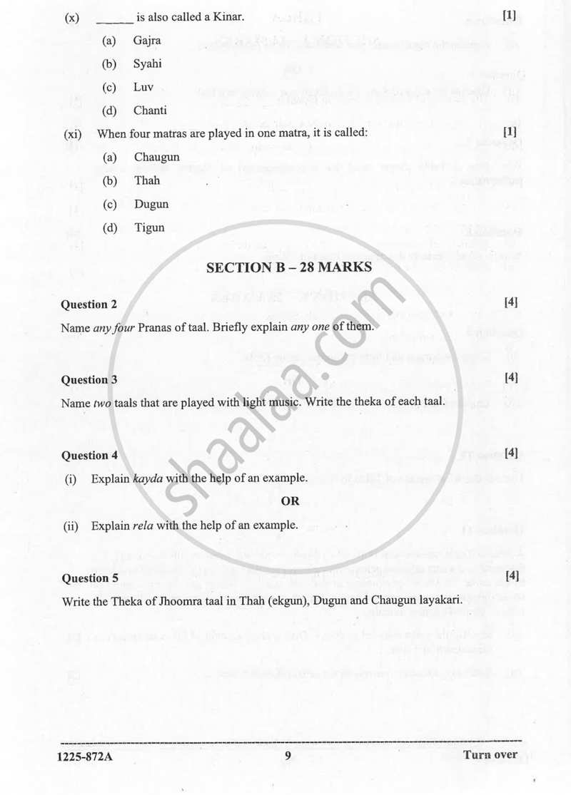 Indian Music - Hindustani (Theory) 2024-2025 - I.S.C. - Class 12 - CISCE (Council for the Indian School Certificate Examinations) question paper with PDF download