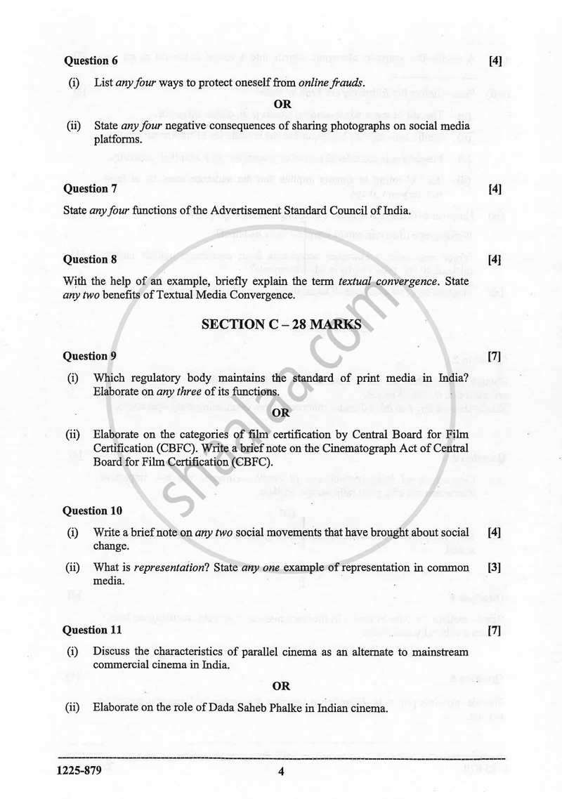 Mass Media and Communication 2024-2025 - I.S.C. - Class 12 - CISCE (Council for the Indian School Certificate Examinations) question paper with PDF download