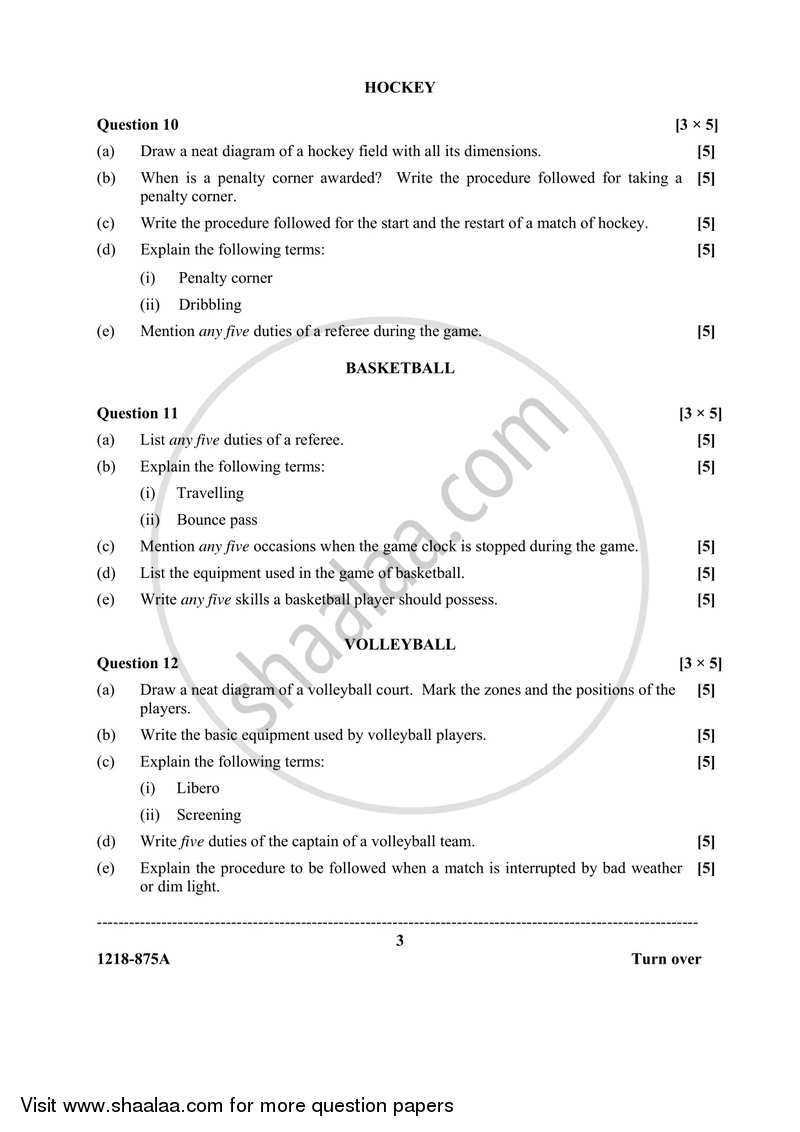 Physical Education (Theory) 2017-2018 - I.S.C. - Class 12 - CISCE (Council for the Indian School Certificate Examinations) question paper with PDF download