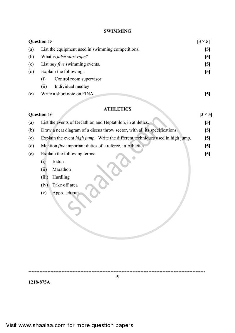 Physical Education (Theory) 2017-2018 - I.S.C. - Class 12 - CISCE (Council for the Indian School Certificate Examinations) question paper with PDF download