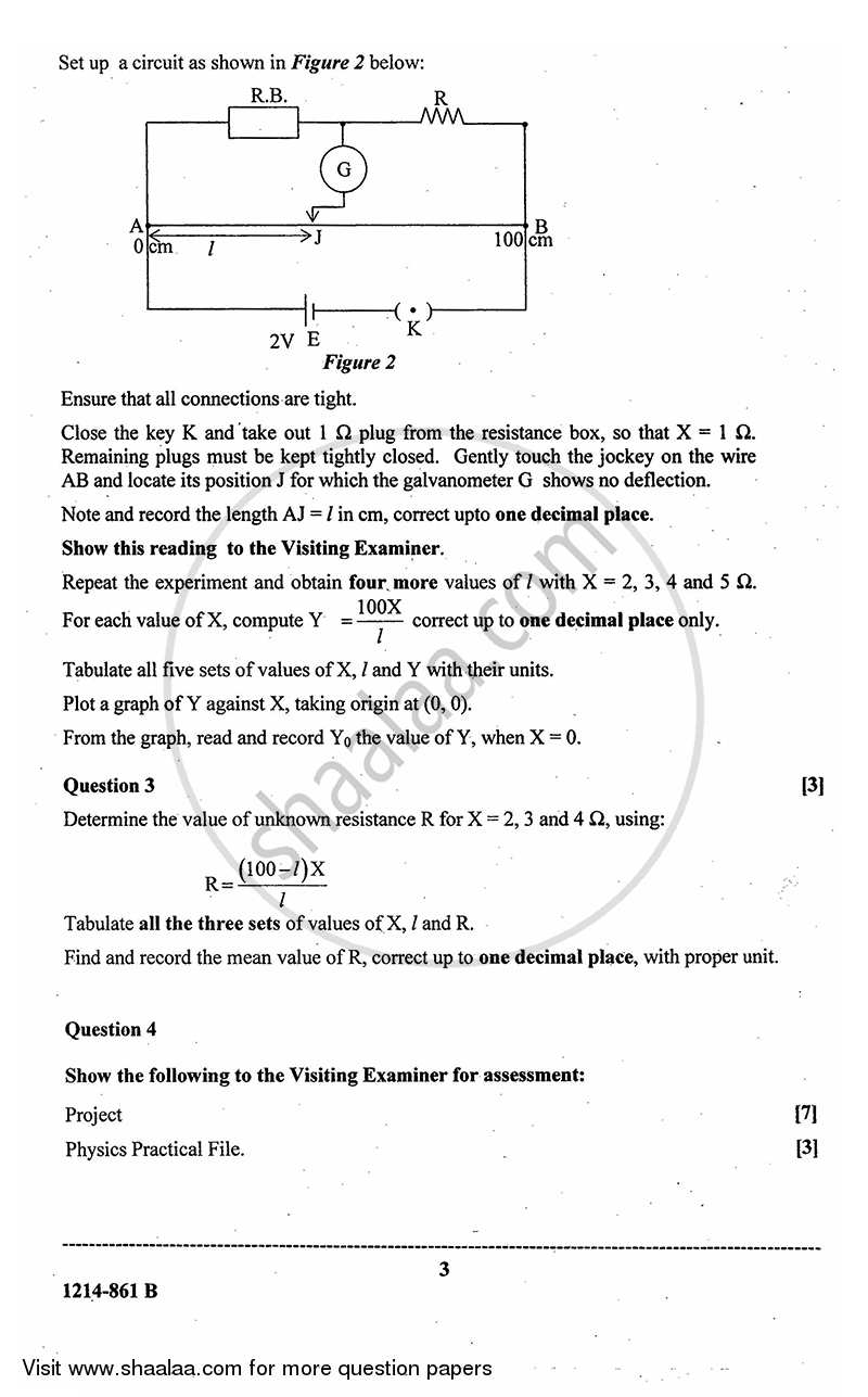 Physics (Practical) 2013-2014 - I.S.C. - Class 12 - CISCE (Council for the Indian School Certificate Examinations) question paper with PDF download