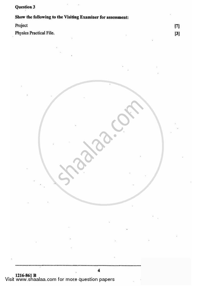 Physics (Practical) 2015-2016 - I.S.C. - Class 12 - CISCE (Council for the Indian School Certificate Examinations) question paper with PDF download