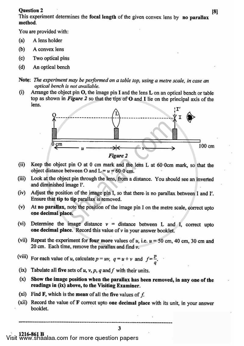 Physics (Practical) 2015-2016 - I.S.C. - Class 12 - CISCE (Council for the Indian School Certificate Examinations) question paper with PDF download