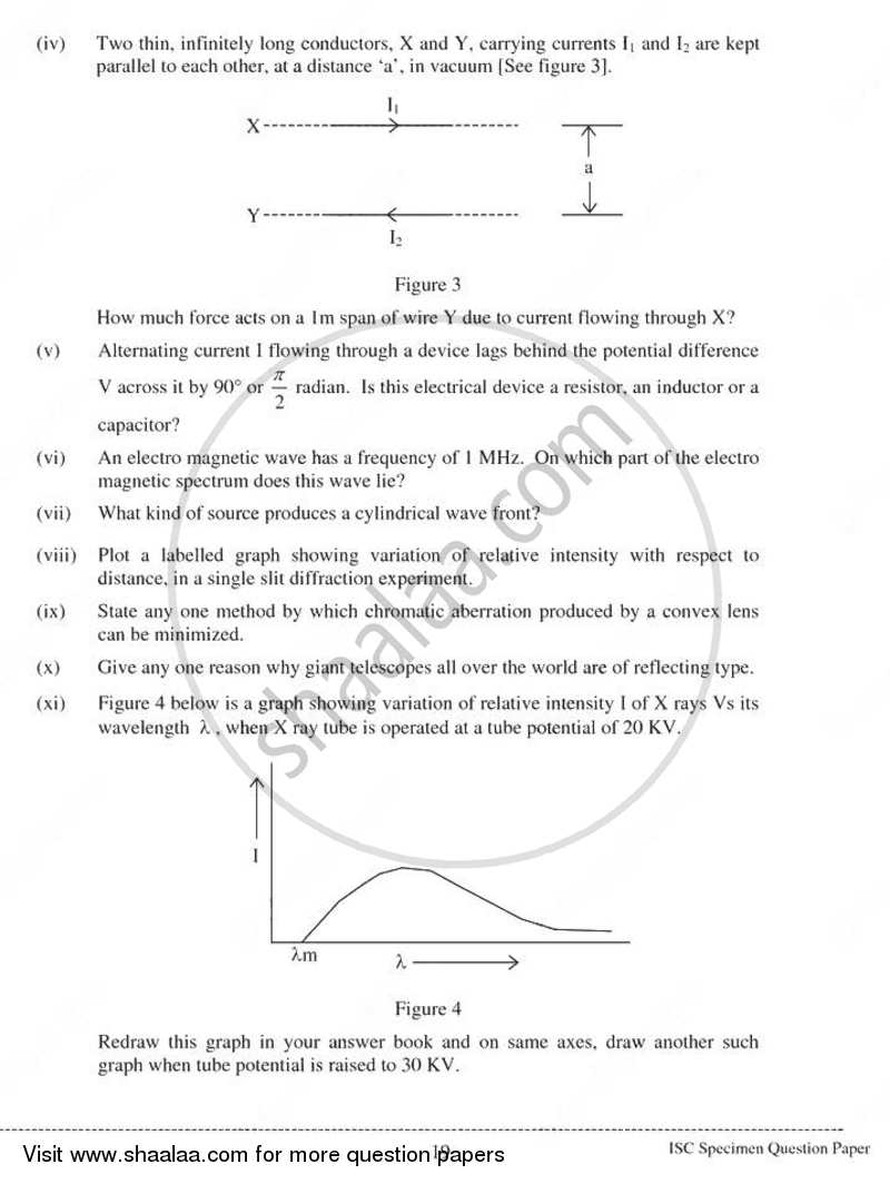 Physics (Theory) 2010-2011 - I.S.C. - Class 12 - CISCE (Council for the Indian School Certificate Examinations) question paper with PDF download