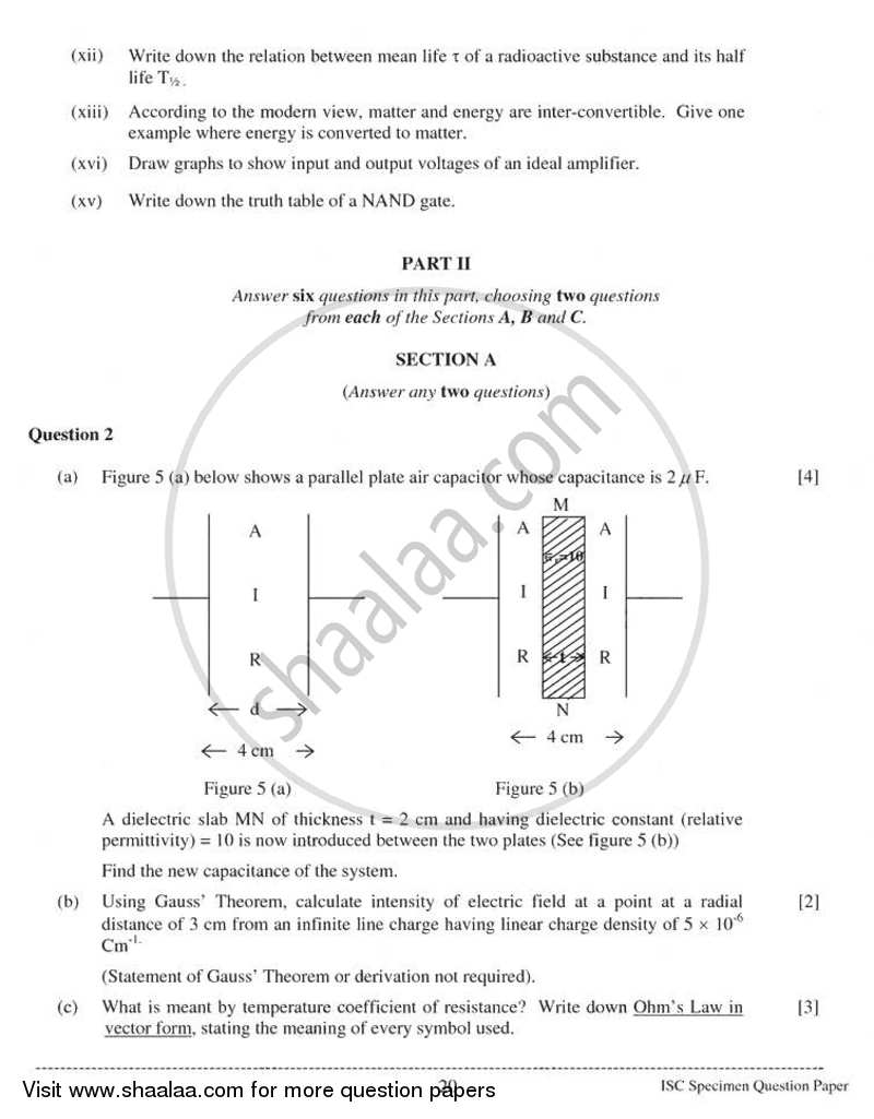 Physics (Theory) 2010-2011 - I.S.C. - Class 12 - CISCE (Council for the Indian School Certificate Examinations) question paper with PDF download