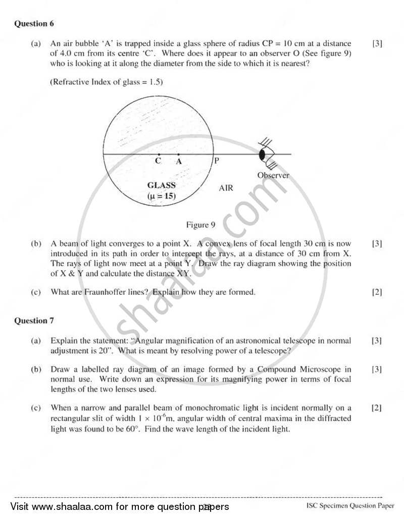 Physics (Theory) 2010-2011 - I.S.C. - Class 12 - CISCE (Council for the Indian School Certificate Examinations) question paper with PDF download