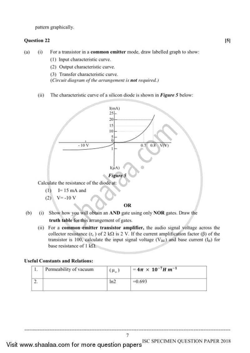 Physics (Theory) 2017-2018 - I.S.C. - Class 12 - CISCE (Council for the Indian School Certificate Examinations) question paper with PDF download