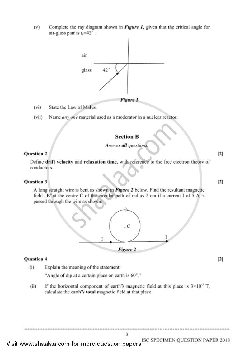Physics (Theory) 2017-2018 - I.S.C. - Class 12 - CISCE (Council for the Indian School Certificate Examinations) question paper with PDF download