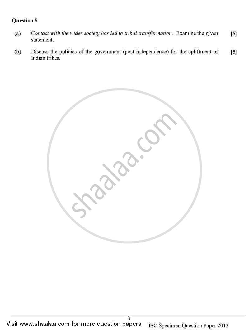 Sociology 2012-2013 - I.S.C. - Class 12 - CISCE (Council for the Indian School Certificate Examinations) question paper with PDF download