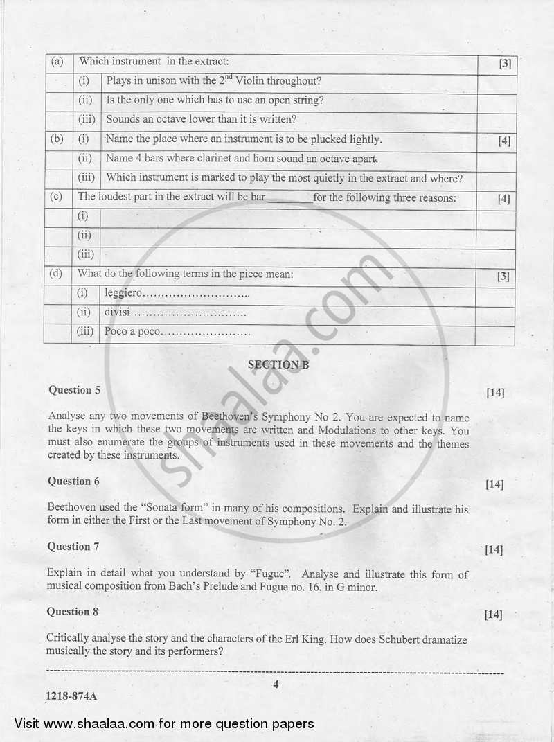 Western Music (Theory) 2017-2018 - I.S.C. - Class 12 - CISCE (Council for the Indian School Certificate Examinations) question paper with PDF download