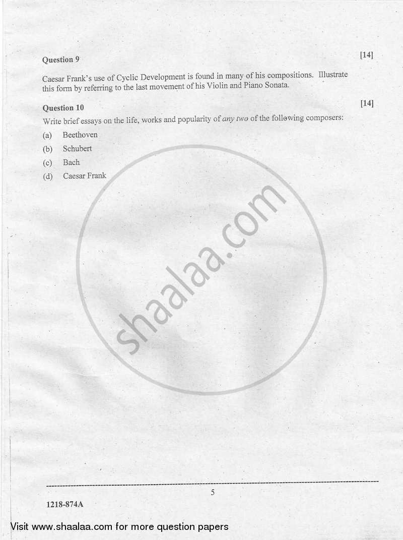 Western Music (Theory) 2017-2018 - I.S.C. - Class 12 - CISCE (Council for the Indian School Certificate Examinations) question paper with PDF download