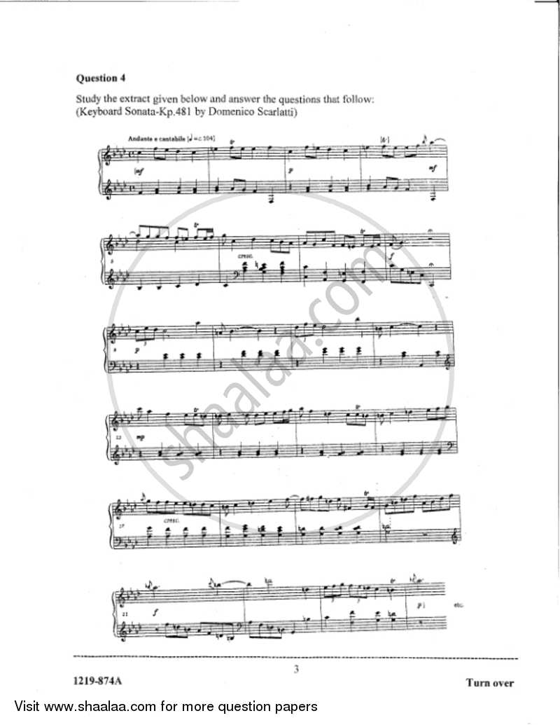 Western Music (Theory) 2018-2019 - I.S.C. - Class 12 - CISCE (Council for the Indian School Certificate Examinations) question paper with PDF download