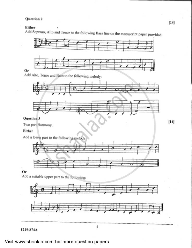 Western Music (Theory) 2018-2019 - I.S.C. - Class 12 - CISCE (Council for the Indian School Certificate Examinations) question paper with PDF download