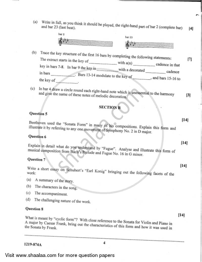 Western Music (Theory) 2018-2019 - I.S.C. - Class 12 - CISCE (Council for the Indian School Certificate Examinations) question paper with PDF download