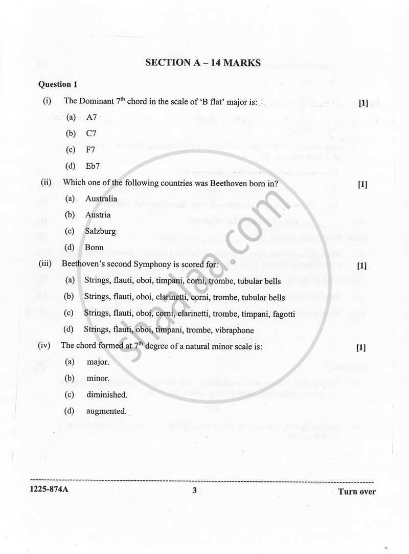 Western Music (Theory) 2024-2025 - I.S.C. - Class 12 - CISCE (Council for the Indian School Certificate Examinations) question paper with PDF download