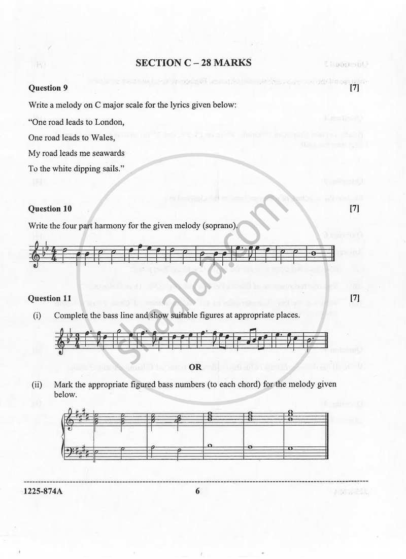 Western Music (Theory) 2024-2025 - I.S.C. - Class 12 - CISCE (Council for the Indian School Certificate Examinations) question paper with PDF download