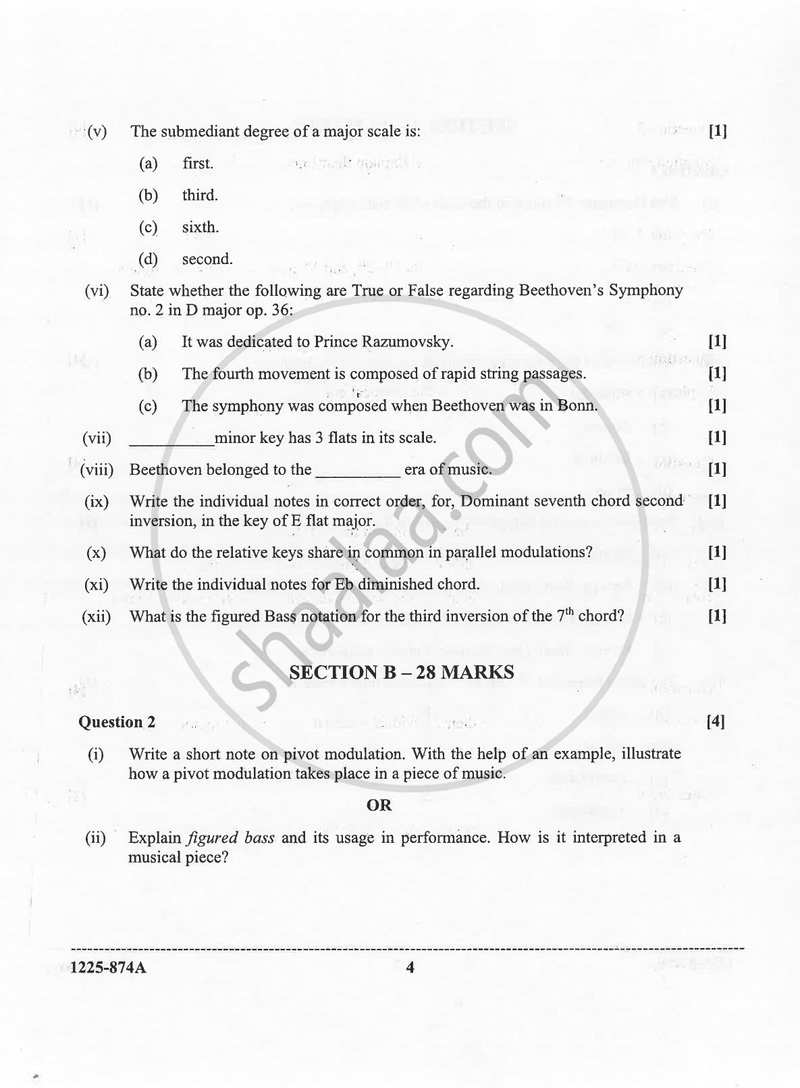 Western Music (Theory) 2024-2025 - I.S.C. - Class 12 - CISCE (Council for the Indian School Certificate Examinations) question paper with PDF download