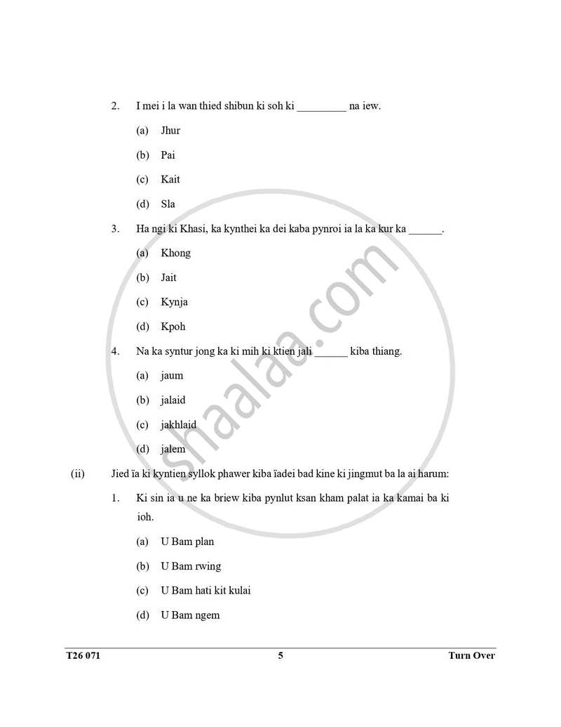 Khasi 2025-2026 ICSE Class 10 - CISCE (Council for the Indian School Certificate Examinations) question paper with PDF download
