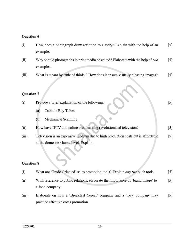 Mass Media and Communication 2024-2025 ICSE Class 10  - CISCE (Council for the Indian School Certificate Examinations) question paper with PDF download