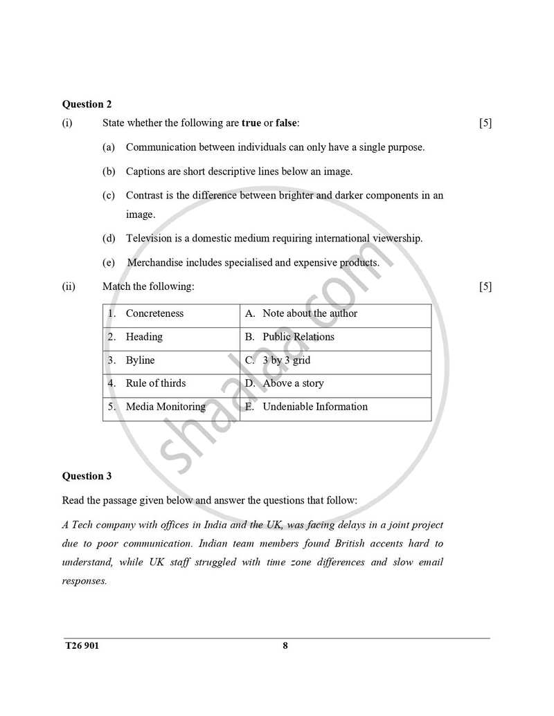 Mass Media and Communication 2025-2026 ICSE Class 10 - CISCE (Council for the Indian School Certificate Examinations) question paper with PDF download