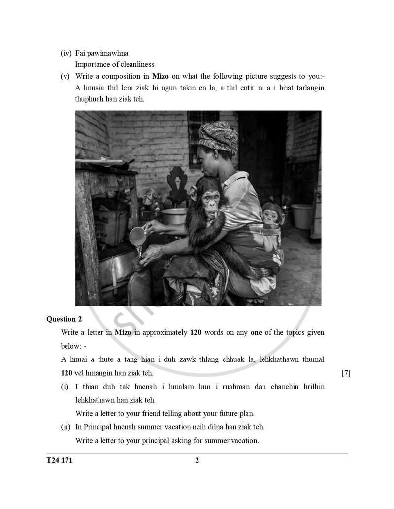 Mizo 2023-2024 ICSE Class 10 - CISCE (Council for the Indian School Certificate Examinations) question paper with PDF download