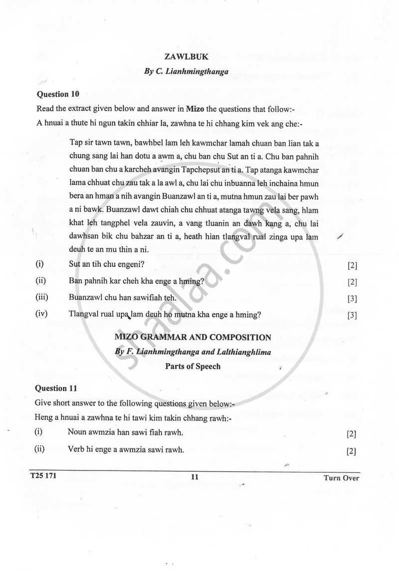 Mizo 2024-2025 ICSE Class 10  - CISCE (Council for the Indian School Certificate Examinations) question paper with PDF download