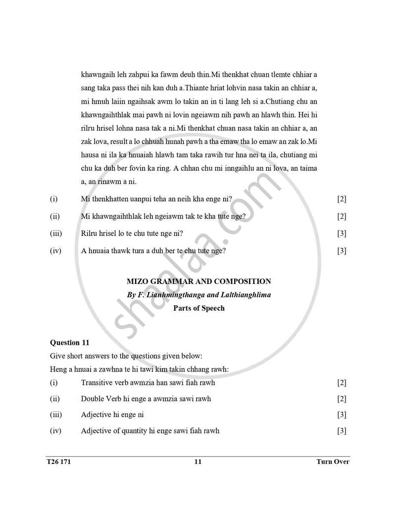 Mizo 2025-2026 ICSE Class 10 - CISCE (Council for the Indian School Certificate Examinations) question paper with PDF download