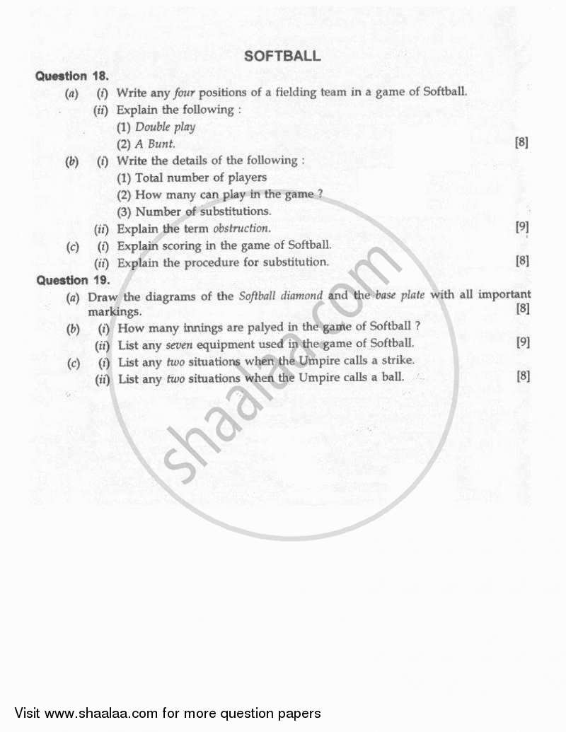 Physical Education 2010-2011 ICSE Class 10  - CISCE (Council for the Indian School Certificate Examinations) question paper with PDF download