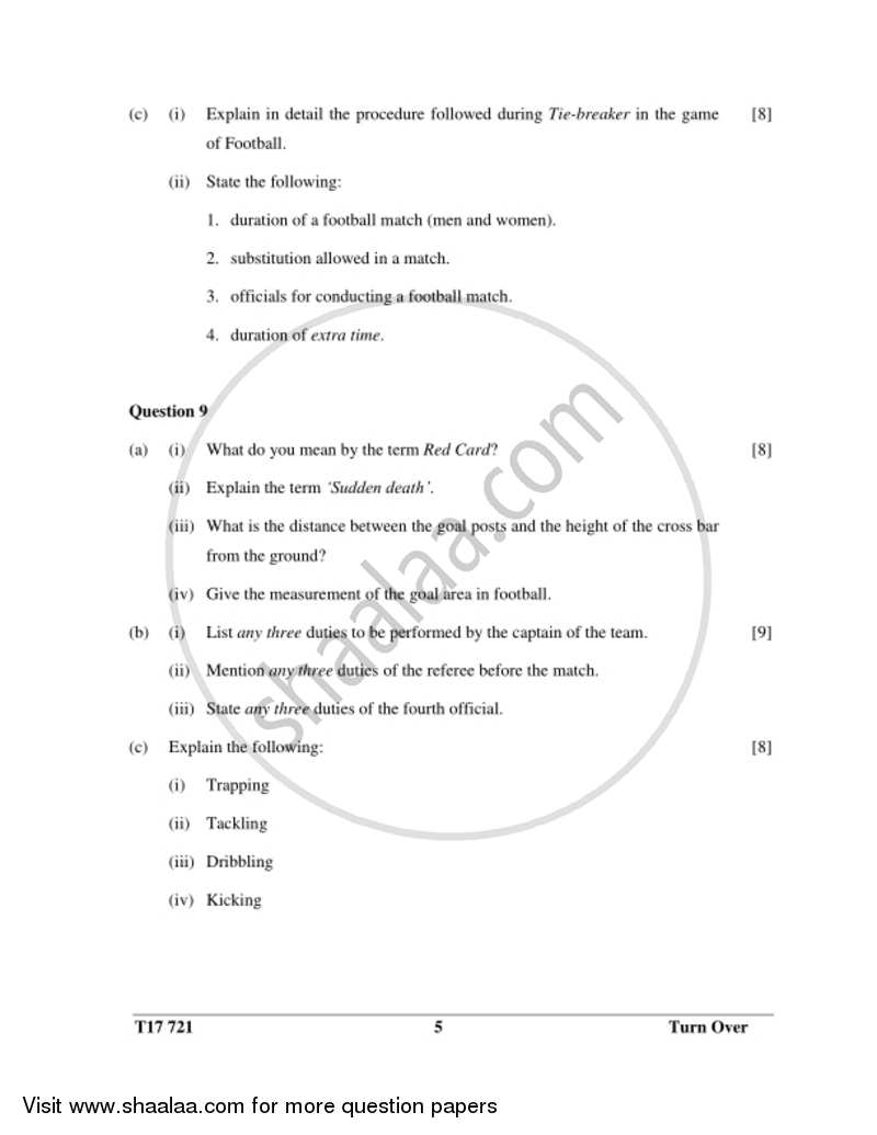 Physical Education 2016-2017 ICSE Class 10  - CISCE (Council for the Indian School Certificate Examinations) question paper with PDF download