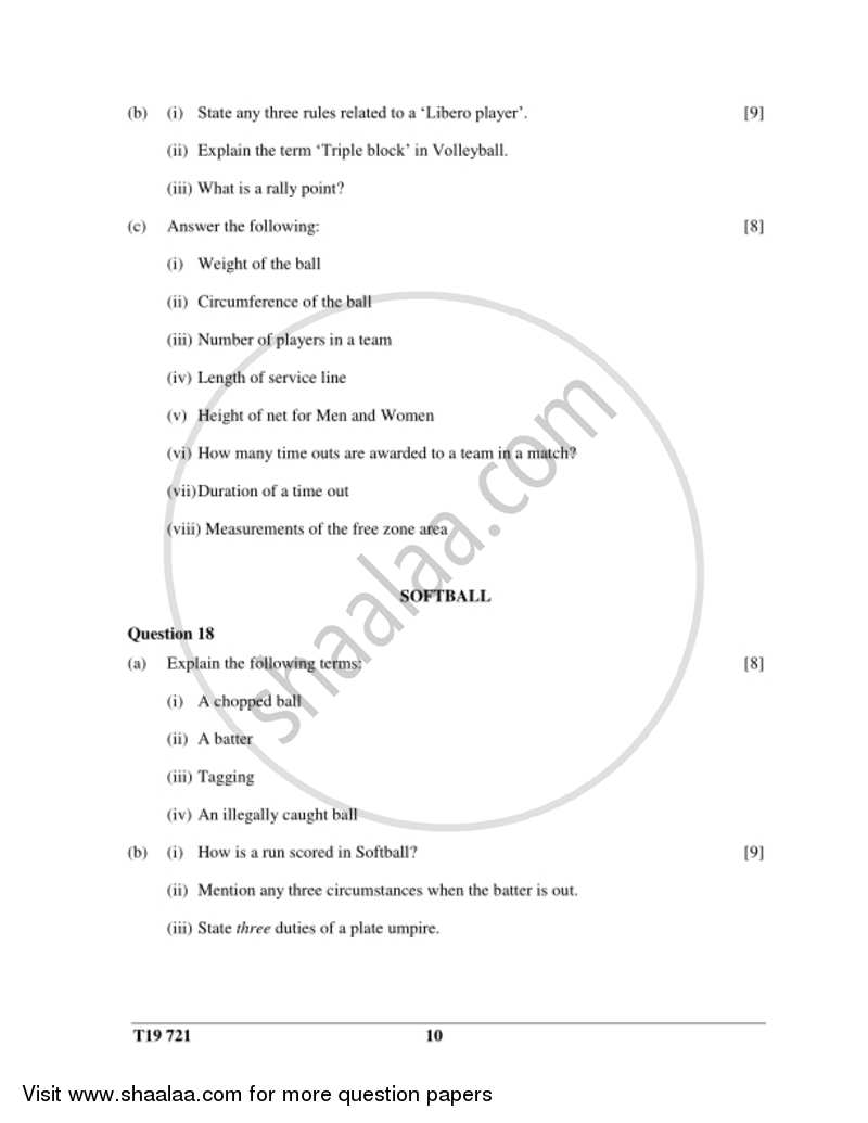 Physical Education 2018-2019 ICSE Class 10  - CISCE (Council for the Indian School Certificate Examinations) question paper with PDF download