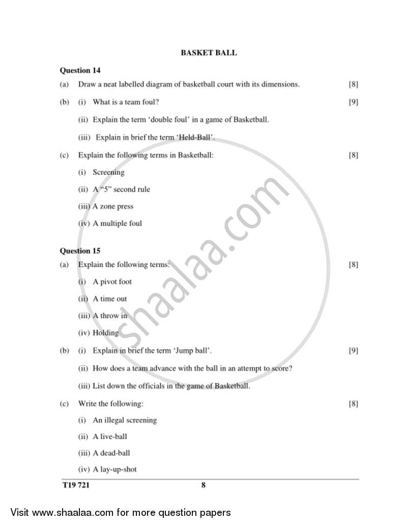 Physical Education 2018-2019 ICSE Class 10  - CISCE (Council for the Indian School Certificate Examinations) question paper with PDF download