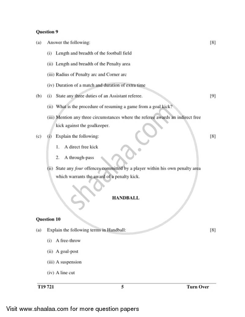 Physical Education 2018-2019 ICSE Class 10  - CISCE (Council for the Indian School Certificate Examinations) question paper with PDF download