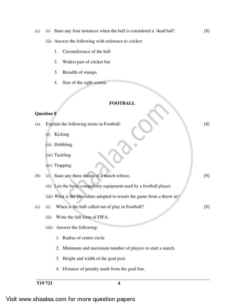 Physical Education 2018-2019 ICSE Class 10  - CISCE (Council for the Indian School Certificate Examinations) question paper with PDF download