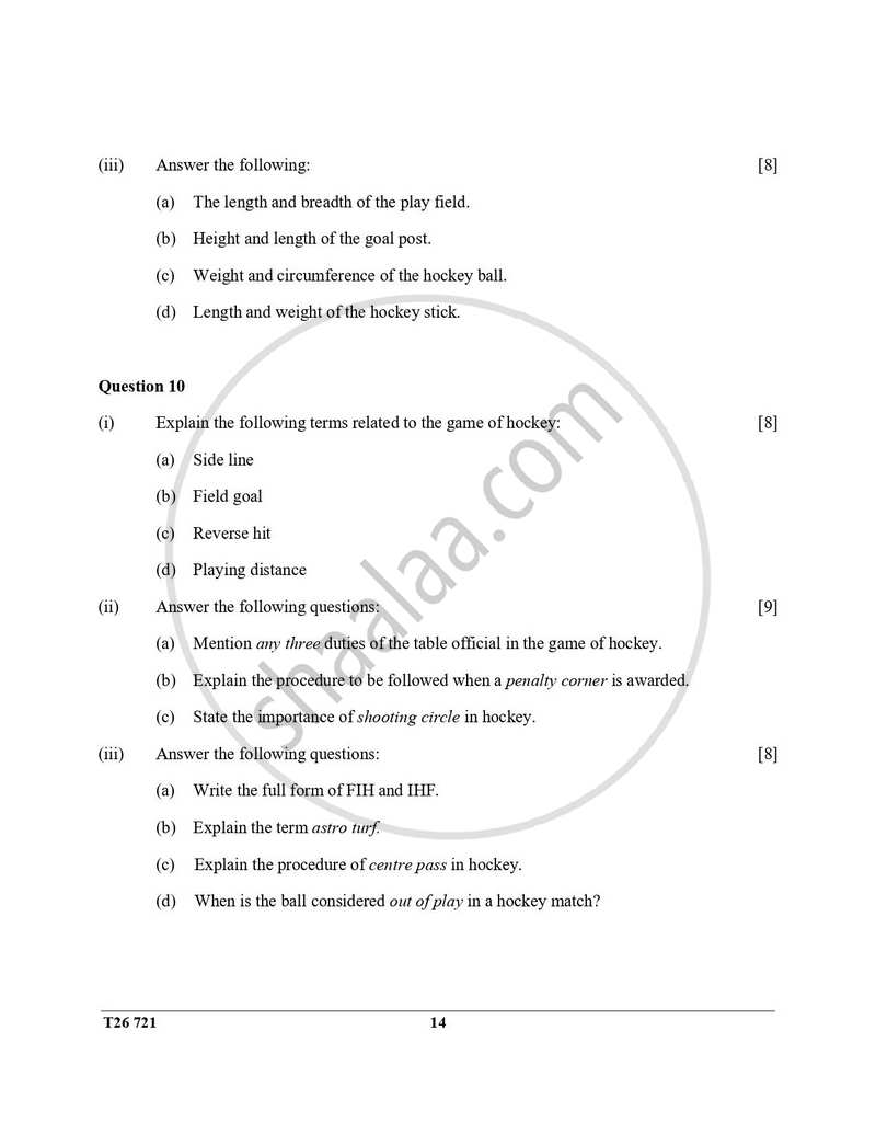 Physical Education 2025-2026 ICSE Class 10 - CISCE (Council for the Indian School Certificate Examinations) question paper with PDF download