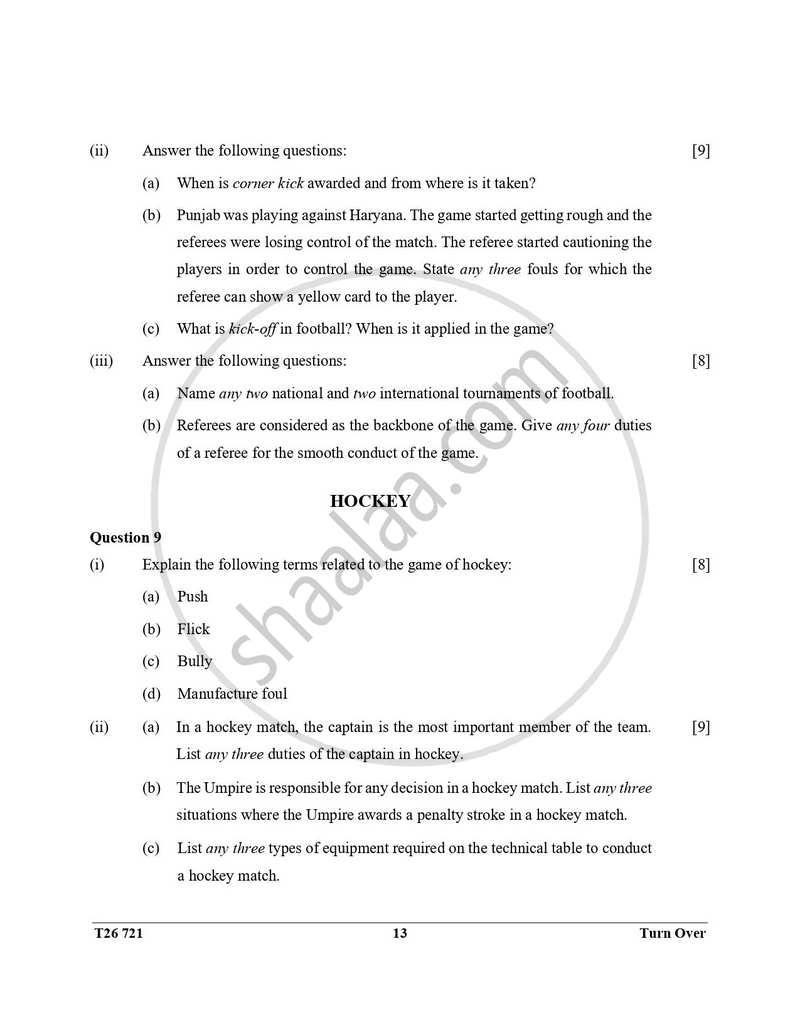 Physical Education 2025-2026 ICSE Class 10 - CISCE (Council for the Indian School Certificate Examinations) question paper with PDF download