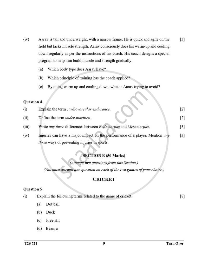 Physical Education 2025-2026 ICSE Class 10 - CISCE (Council for the Indian School Certificate Examinations) question paper with PDF download