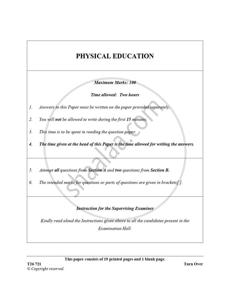Physical Education 2025-2026 ICSE Class 10 - CISCE (Council for the Indian School Certificate Examinations) question paper with PDF download