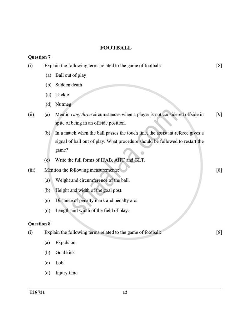 Physical Education 2025-2026 ICSE Class 10 - CISCE (Council for the Indian School Certificate Examinations) question paper with PDF download