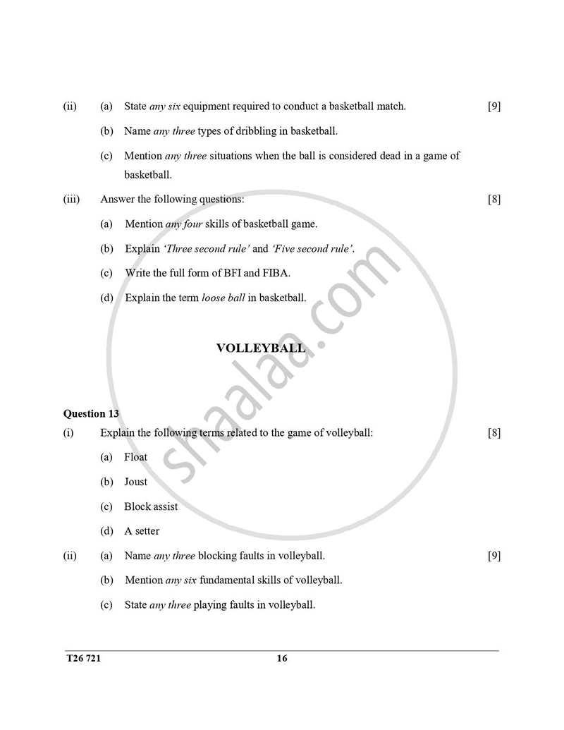 Physical Education 2025-2026 ICSE Class 10 - CISCE (Council for the Indian School Certificate Examinations) question paper with PDF download