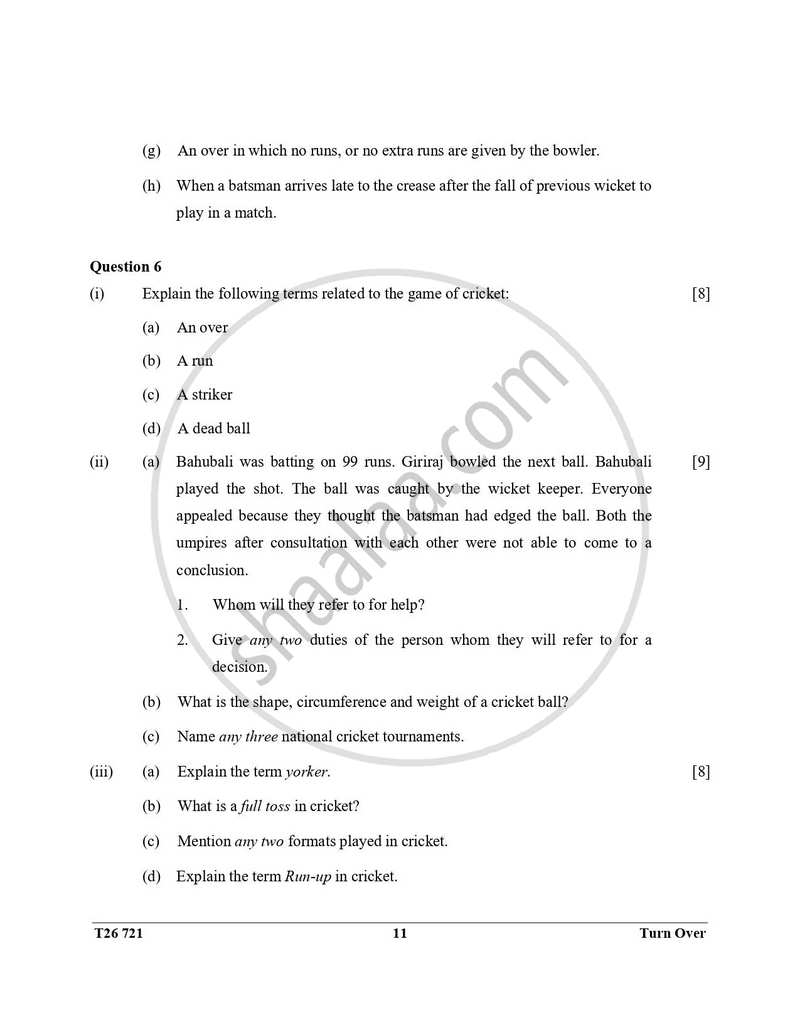 Physical Education 2025-2026 ICSE Class 10 - CISCE (Council for the Indian School Certificate Examinations) question paper with PDF download