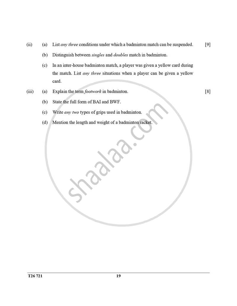 Physical Education 2025-2026 ICSE Class 10 - CISCE (Council for the Indian School Certificate Examinations) question paper with PDF download