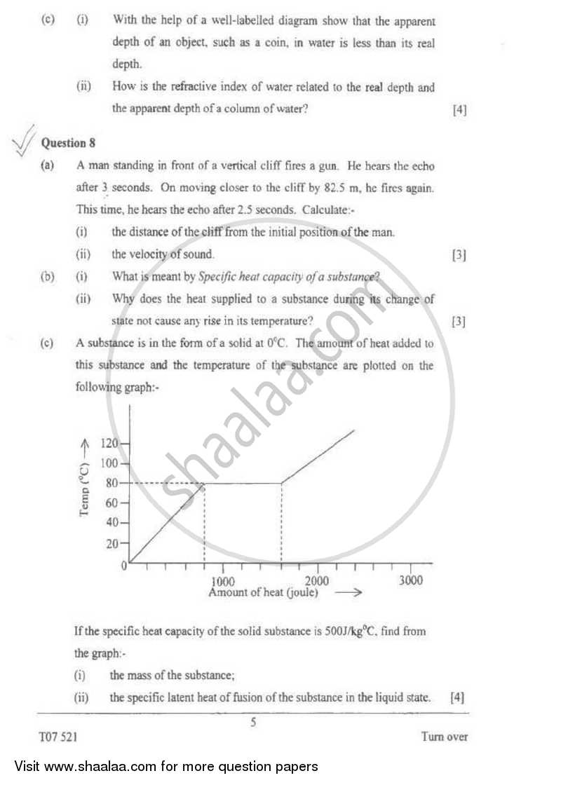 Physics 2006-2007 ICSE Class 10  - CISCE (Council for the Indian School Certificate Examinations) question paper with PDF download