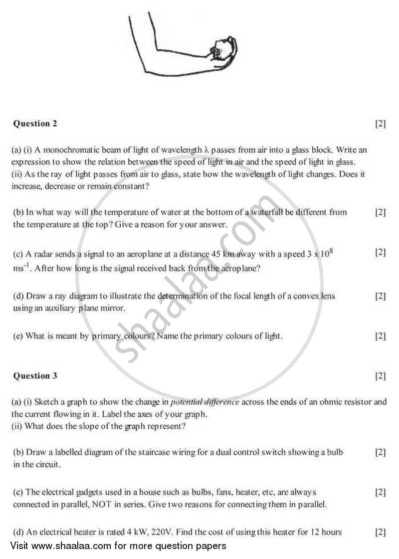 Physics 2007-2008 ICSE Class 10 - CISCE (Council for the Indian School Certificate Examinations) question paper with PDF download