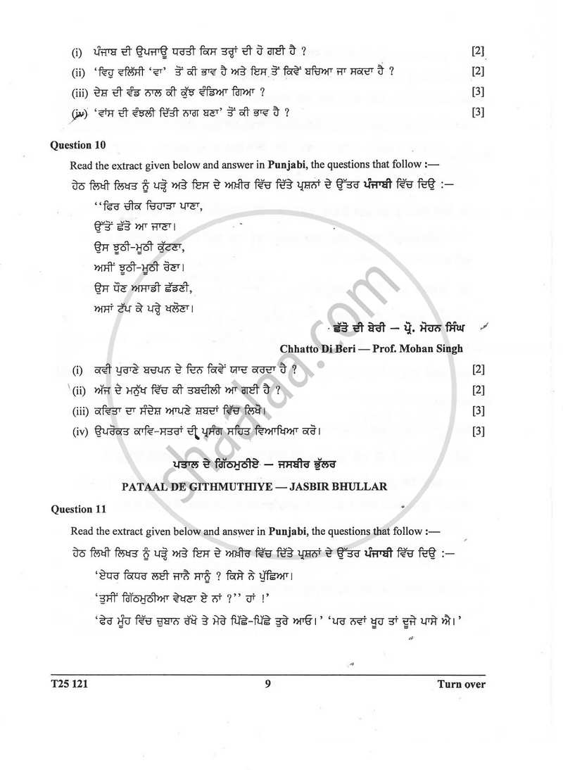 Punjabi 2024-2025 ICSE Class 10  - CISCE (Council for the Indian School Certificate Examinations) question paper with PDF download