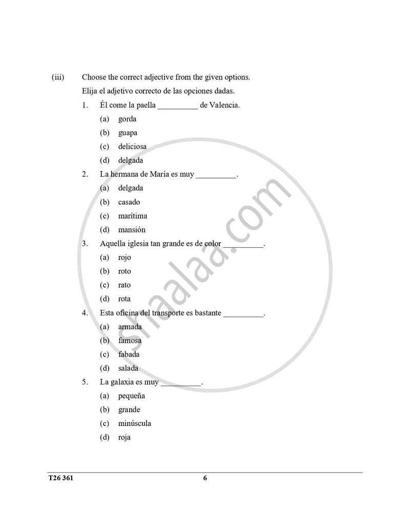 Spanish 2025-2026 ICSE Class 10 - CISCE (Council for the Indian School Certificate Examinations) question paper with PDF download