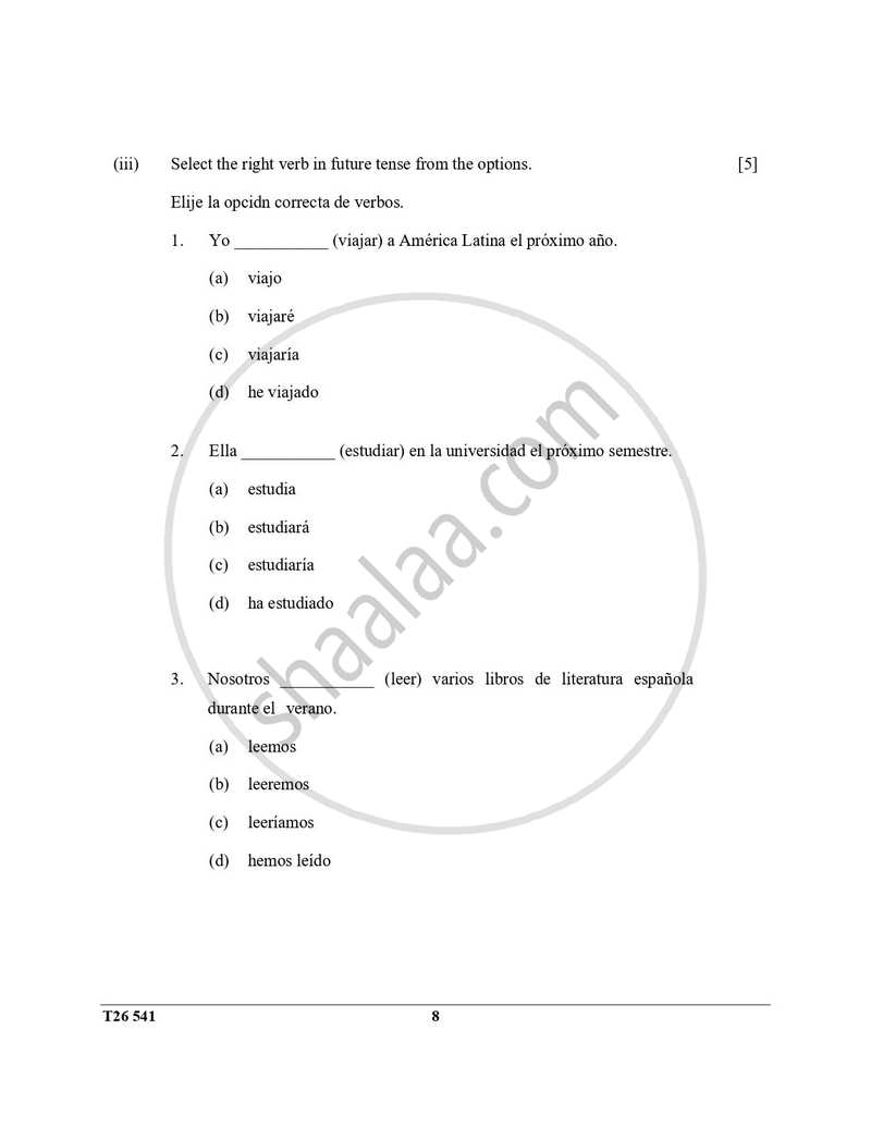 Spanish 2025-2026 ICSE Class 10 - CISCE (Council for the Indian School Certificate Examinations) question paper with PDF download