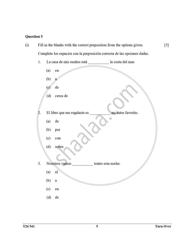 Spanish 2025-2026 ICSE Class 10 - CISCE (Council for the Indian School Certificate Examinations) question paper with PDF download