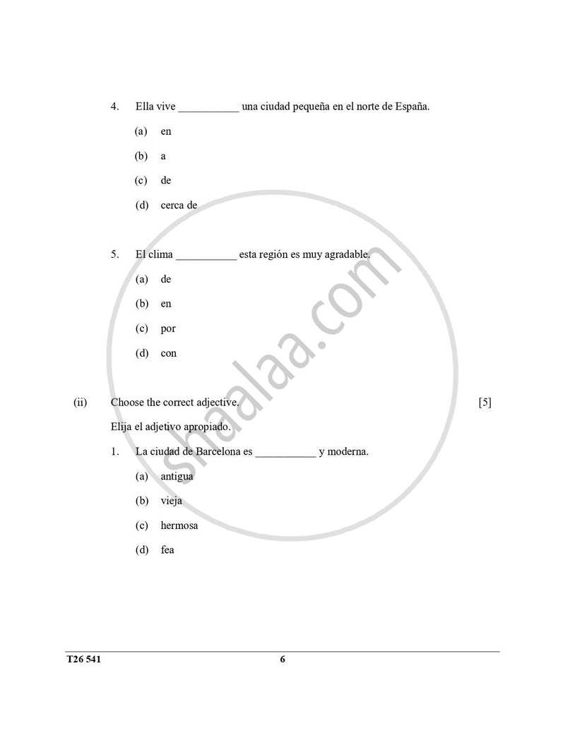 Spanish 2025-2026 ICSE Class 10 - CISCE (Council for the Indian School Certificate Examinations) question paper with PDF download