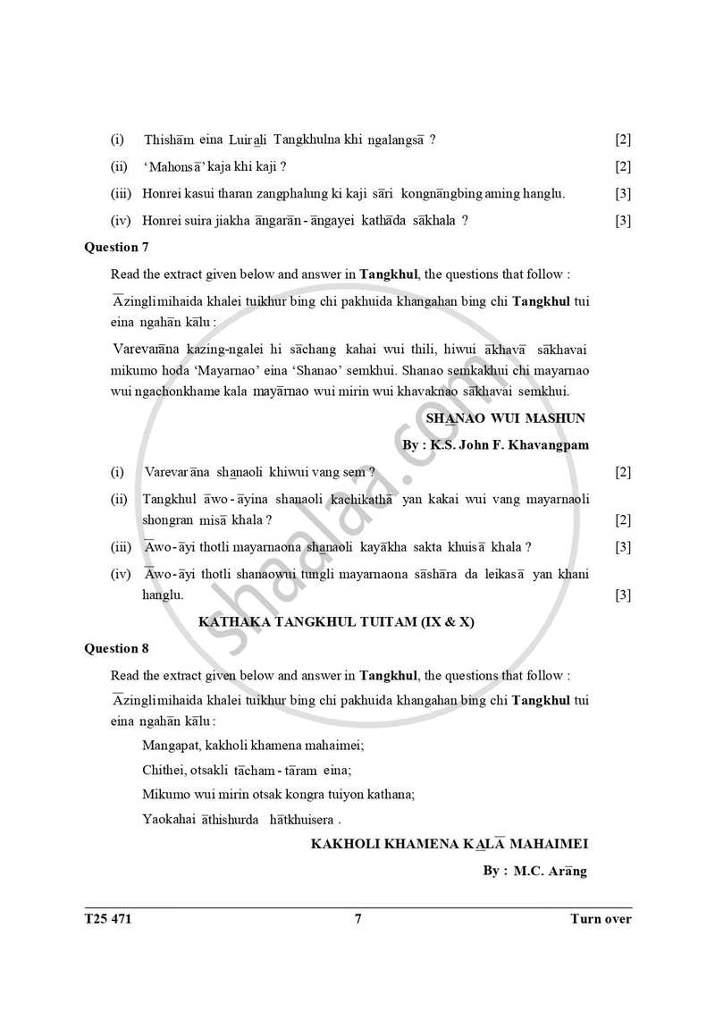 Tangkhul 2024-2025 ICSE Class 10  - CISCE (Council for the Indian School Certificate Examinations) question paper with PDF download
